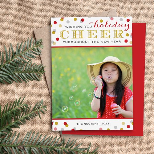 Holiday Cheer Modern Christmas Photo Card