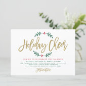 Holiday Cheer Modern Gold Script Christmas Party Invitation | Zazzle