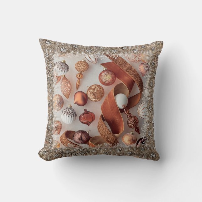 Holiday Cheer Orange Throw Pillow (Front)
