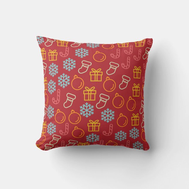 Holiday Cheer Pattern Throw Pillow (Front)