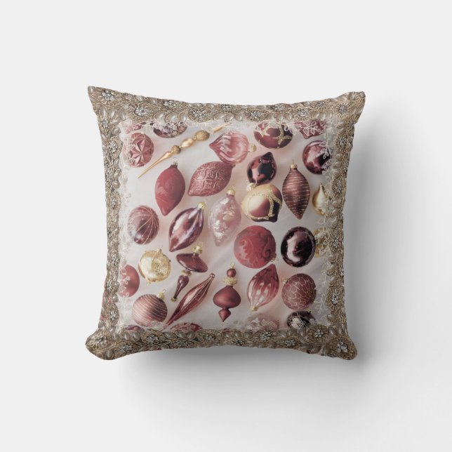 Holiday Cheer Pink Throw Pillow (Front)