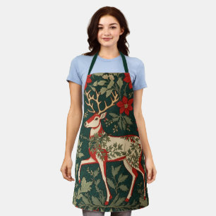 Holiday Cheer Reindeer William Morris Inspired Apron