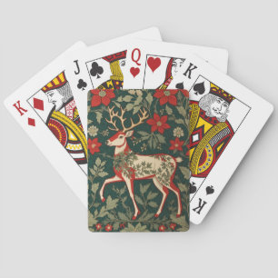 Holiday Cheer Reindeer William Morris Inspired Poker Cards