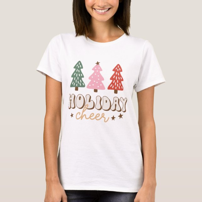 Holiday Cheer Retro Christmas T-Shirt (Front)