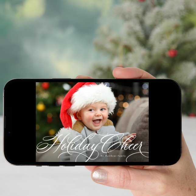 Holiday cheer simple elegant photo Christmas card (Front Digital)