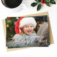Holiday cheer simple elegant photo Christmas card
