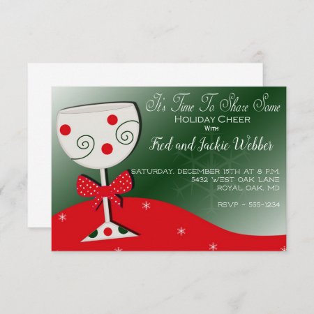 Holiday Cheer Wine Glass Christmas Party Invitation