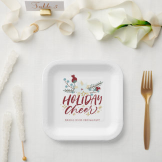 Holiday Cheer Winter Floral Christmas Party Paper Plates