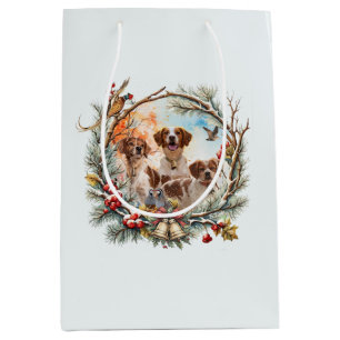  Holiday Cheer With a Brittany Spaniel Medium Gift Bag
