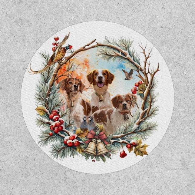  Holiday Cheer With a Brittany Spaniel Patch (Front)