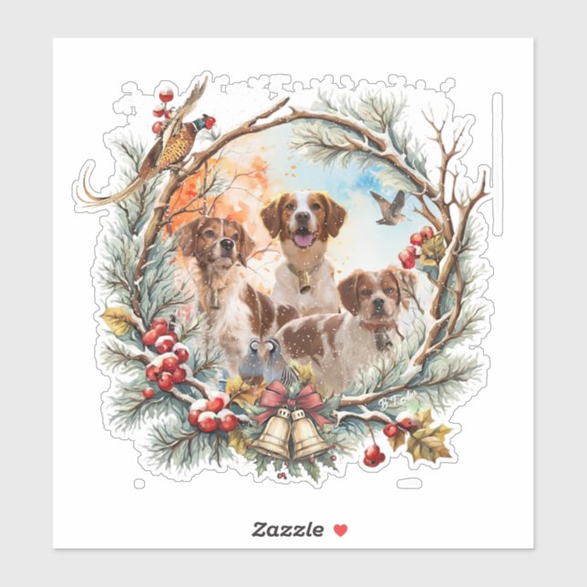  Holiday Cheer With a Brittany Spaniel Sticker (Sheet)