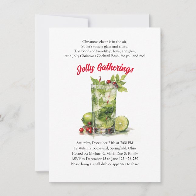 Holiday Cheers and Festive Cocktails Invitation (Front)
