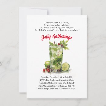 Holiday Cheers And Festive Cocktails Invitation by thepapershoppe at Zazzle