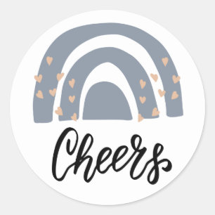 Holiday Cheers Boho Rainbow Modern Classic Round Sticker