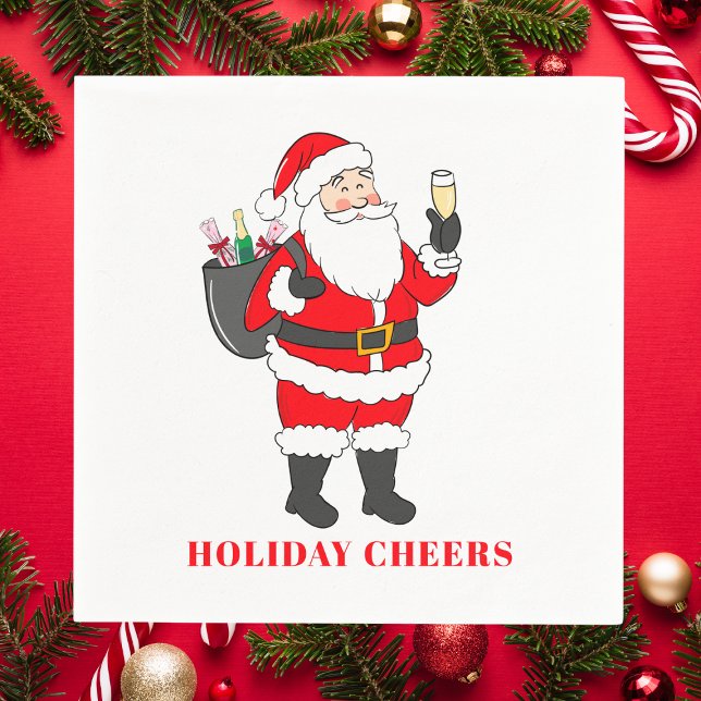 Holiday Cheers Christmas Santa Champagne Napkins (Creator Uploaded)