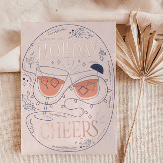 Holiday Cheers Cocktail Christmas Card Rose Gold