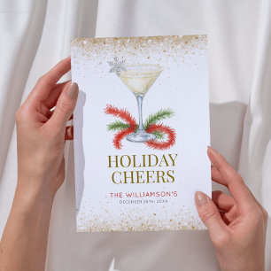 Holiday Cheers Cocktail Martini Christmas  Card