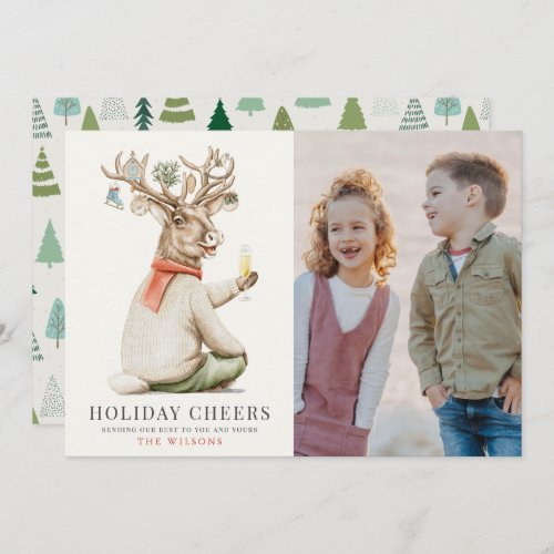 Holiday Cheers Funny Reindeer Photo Christmas