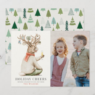 Holiday Cheers Funny Reindeer Photo Christmas Card