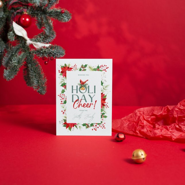 Holiday Cheers Mistletoe Foliage Greeting Card  (Creator Uploaded)