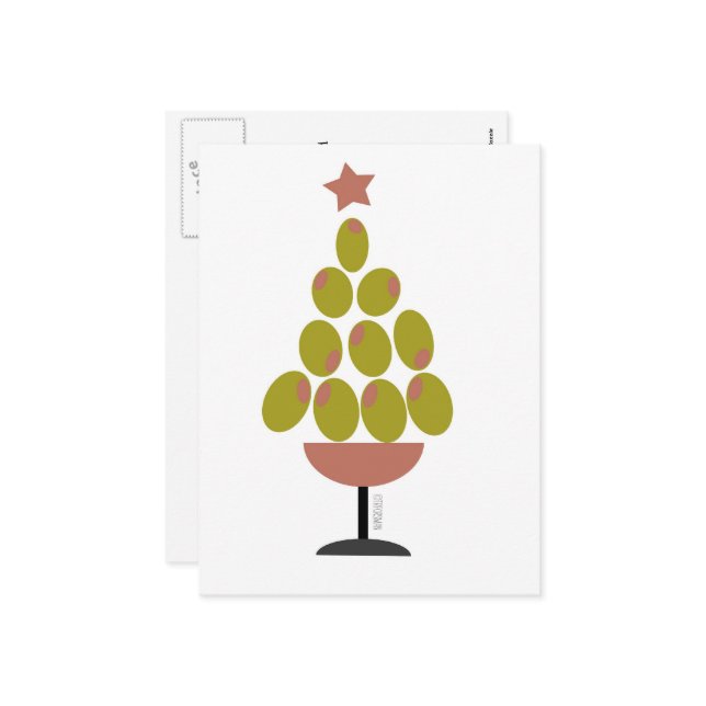 Holiday 'CHEERS!' Olive Tree design (Front/Back In Situ)