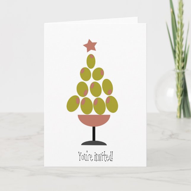 Holiday 'CHEERS!' Olive Tree design Card (Front)