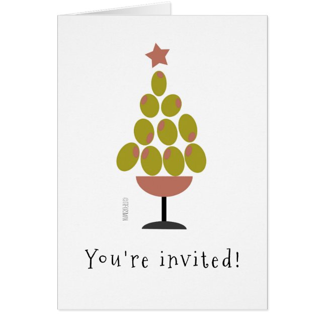 Holiday 'CHEERS!' Olive Tree design Cards (Front)