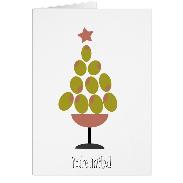 Holiday 'CHEERS' Olive Tree design Greeting Cards