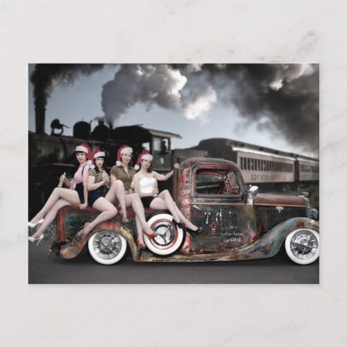 Holiday Cheers Rat Rod Santa Pin Up Girls