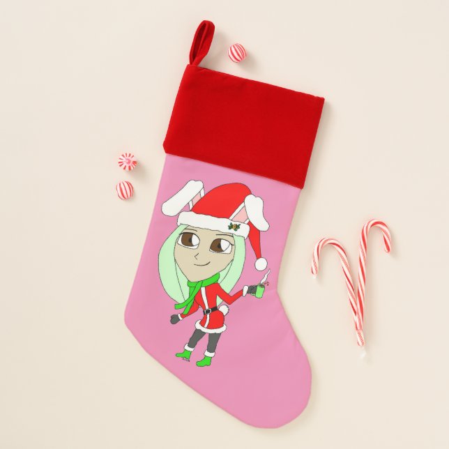holiday chibi  bunnygirl christmas stocking (Front)