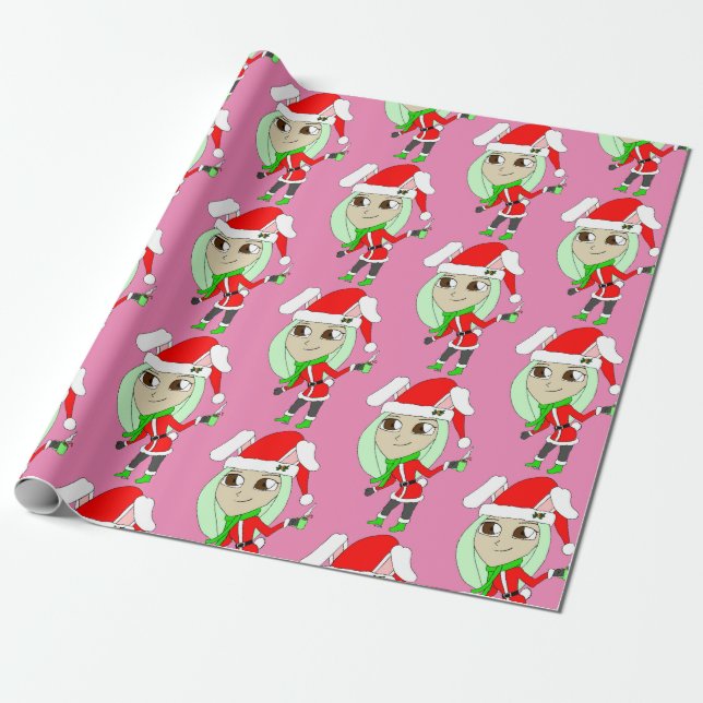 holiday chibi  bunnygirl wrapping paper (Unrolled)