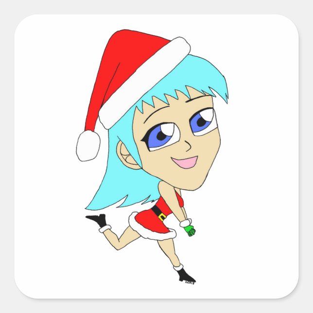 holiday chibi   square sticker (Front)