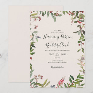 Holiday Chic Botanical Champagne Casual Wedding Invitation