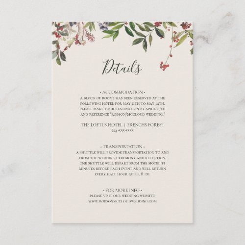 Holiday Chic Botanical  Champagne Details Enclosu Enclosure Card