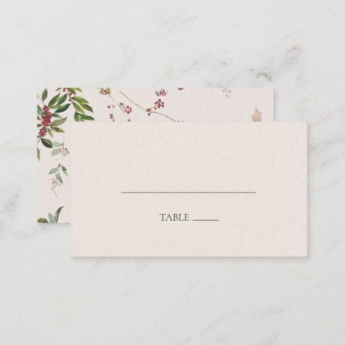 Holiday Chic Botanical  Champagne Flat Wedding Place Card