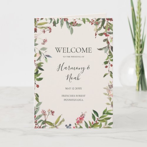 Holiday Chic Botanical  Champagne Folded Wedding Program