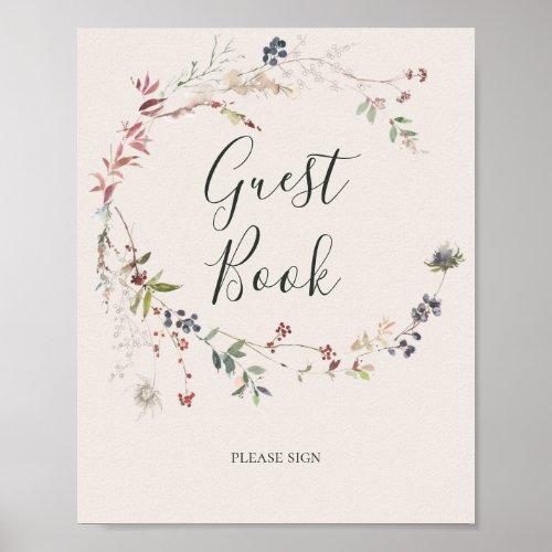 Holiday Chic Botanical  Champagne Guest Book Sign