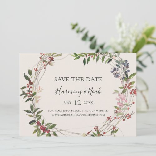 Holiday Chic Botanical  Champagne Horizontal Save The Date