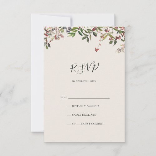 Holiday Chic Botanical  Champagne RSVP Card