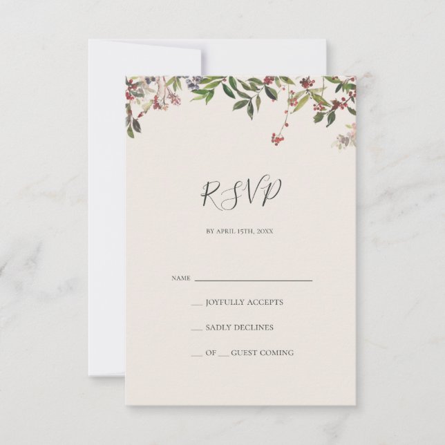 Holiday Chic Botanical | Champagne RSVP Card (Front)