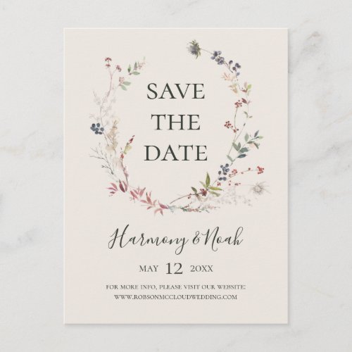 Holiday Chic Botanical  Champagne Save The Date Invitation Postcard