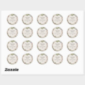 Holiday Chic Botanical | Champagne Thank You Favor Classic Round Sticker (Sheet)