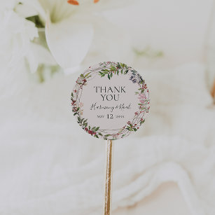 Holiday Chic Botanical   Champagne Thank You Favor Classic Round Sticker