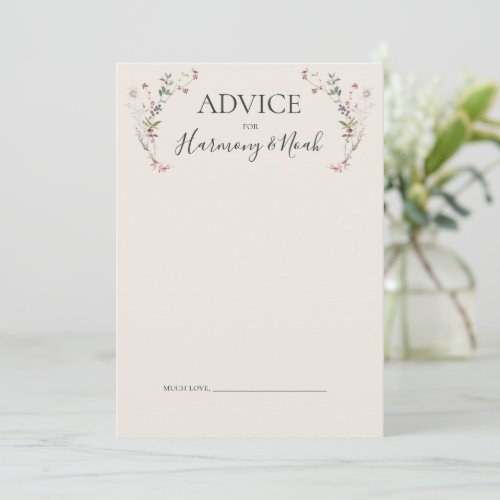 Holiday Chic Botanical  Champagne Wedding Advice Card