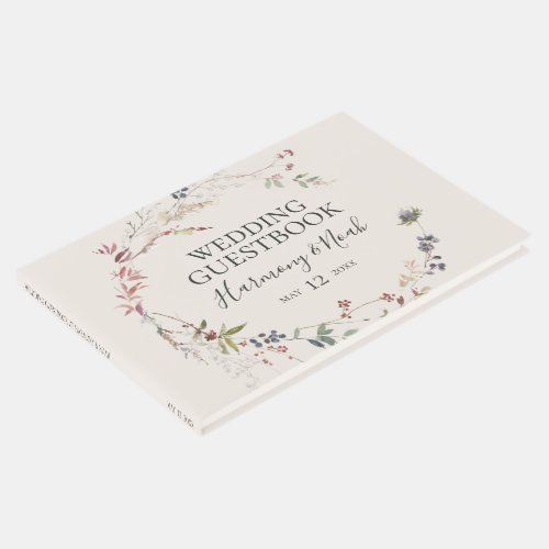 Holiday Chic Botanical  Champagne Wedding Guest Book