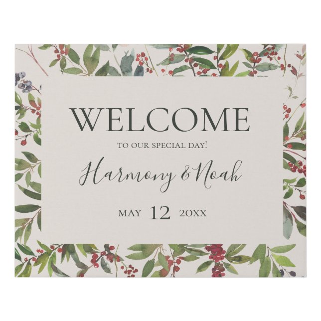 Holiday Chic Botanical | Champagne Welcome Faux Canvas Print (Front)