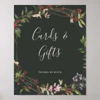 Holiday Chic Botanical Dark Green Cards and Gifts