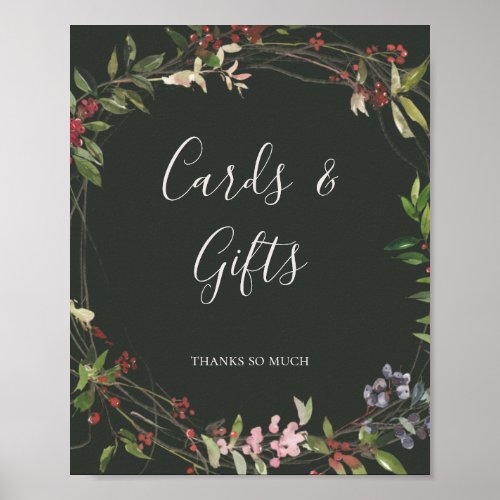 Holiday Chic Botanical Dark Green Cards and Gifts Poster