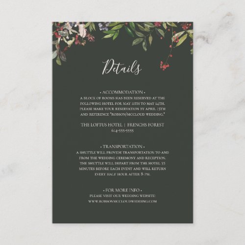 Holiday Chic Botanical  Dark Green Details Enclosure Card