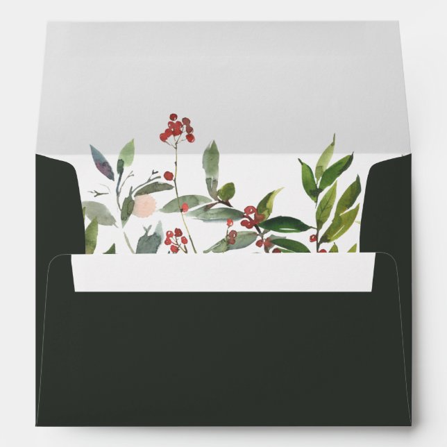 Holiday Chic Botanical | Dark Green invitation Envelope (Back (Bottom))